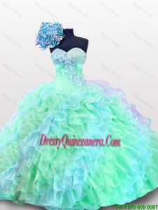 2016 Summer Perfect Sweetheart Appliques Quinceanera Dresses with Sequins and Ruffles