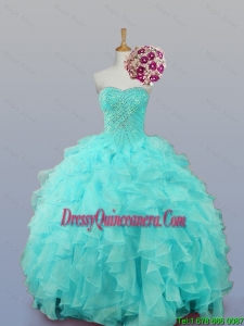 2016 Summer Perfect Sweetheart Quinceanera Dresses with Beading and Ruffles