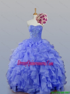 2015 Fall Elegant Sweetheart Beaded Quinceanera Dresses with Ruffles