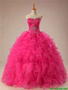 2016 Summer Beautiful Beaded Quinceanera Dresses with Ruffles in Organza
