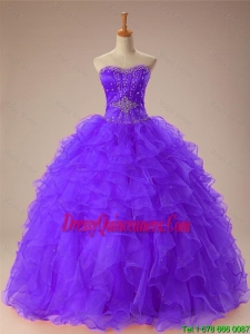2016 Summer Beautiful Sweetheart Beaded Quinceanera Dresses with Ruffles