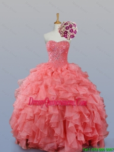 2016 Summer Perfect Beading and Ruffles Sweetheart Quinceanera Dresses