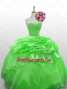 2016 Summer Perfect Strapless Beading Quinceanera Gowns in Spring Green