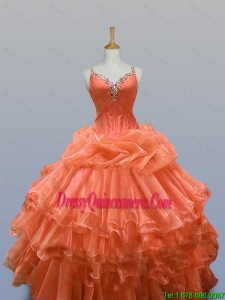 2016 Summer Perfect Straps Quinceanera Dresses with Beading and Ruffled Layers