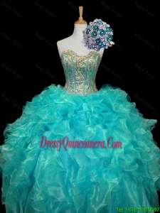 2016 Summer Perfect Sweetheart Mint Quinceanera Dresses with Sequins and Ruffles