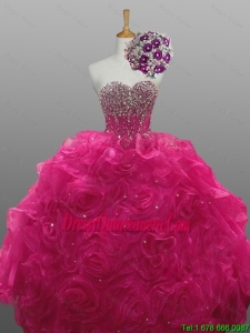 Beautiful Beading and Rolling Flowers Sweetheart Quinceanera Dresses for 2015 Fall