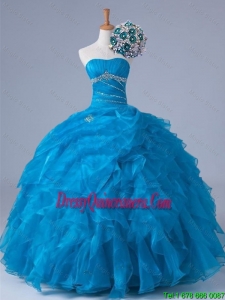 New Arrival Beading and Ruffles Strapless Quinceanera Dresses for 2015 Fall