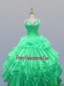 Pretty 2016 Summer Straps Quinceanera Dresses with Beading and Ruffled Layers