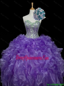 Pretty Sweetheart Purple Quinceanera Dresses with Sequins and Ruffles for 2015 Fall