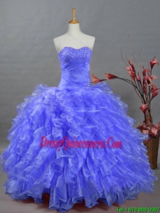 2015 Fall Perfect Sweetheart Dresses for Quinceanera with Beading and Ruffles