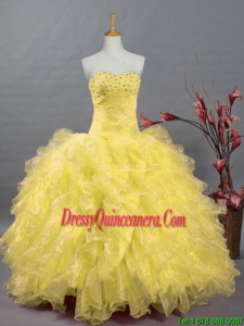 New Style Beaded and Ruffles Quinceanera Dresses in Organza for 2015 Fall
