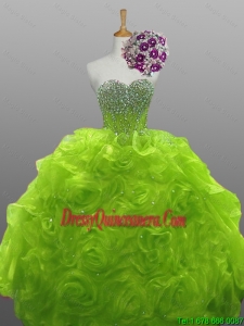2015 Fall Elegant Rolling Flowers Quinceanera Gowns in Organza