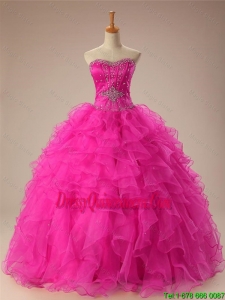 2015 Fall Elegant Sweetheart Ball Gown Sweet 16 Dresses in Hot Pink