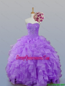 2015 Fall Elegant Sweetheart Quinceanera Dresses with Beading and Ruffles
