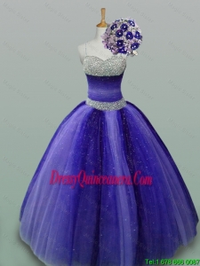 2015 Fall Luxurious Quinceanera Dresses with Beading in Tulle