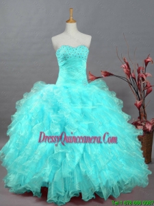 2015 Fall Pretty Sweetheart Beaded Quinceanera Dresses in Organza