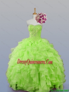 2016 Summer Perfect Sweetheart Beaded Quinceanera Dresses with Ruffles