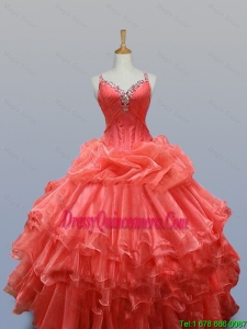 Perfect Ruffled Layers Straps Quinceanera Dresses with Beading for 2015