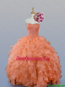 Pretty Sweetheart Beaded Quinceanera Gowns in Organza for 2015