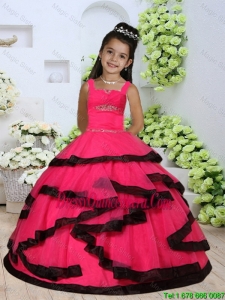 2016 Spring Pretty Straps Beading Little Girl Pageant Dresses with Layers and Ruching