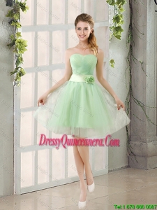 Perfect 2016 A Line Sweetheart Lace Up Dama Dresses in Apple Green