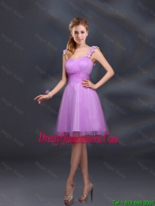 A Line Straps Appliques Beautiful Dama Dresses in Lilac