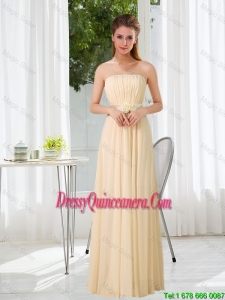 Beautiful Empire Strapless Ruched and Belt Dama Dresses with Floor Length
