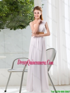 Beautiful Ruched One Shoulder Empire Dama Dresses for 2016