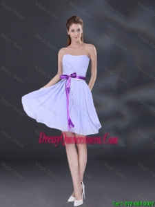 Beautiful Strapless Belt Dama Dresses in Lavender