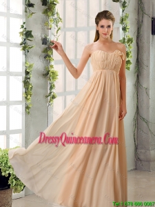 Beautiful V Neck Ruched Chiffon Dama Dresses with Cap Sleeves