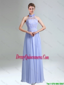 Beautiful Belt and Laced Halter Top Empire Dama Dresses for 2016