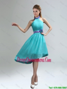 Beautiful High Neck Asymmetrical Multi Color Dama Dresses
