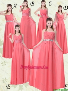 Popular Watermelon Red Dama Dresses with Ruching and Beading