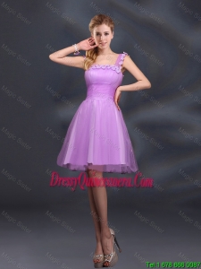 Elegant A Line Straps Lilac Popular Dama Dresses with Appliques