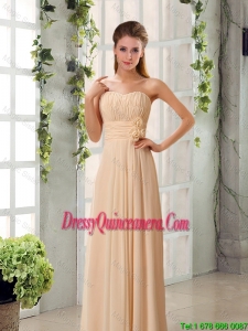 Popular Ruched Champagne Chiffon Dama Dresses with Sweetheart