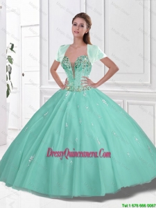 2016 New Style Sweetheart Beaded Quinceanera Gowns in Apple Green