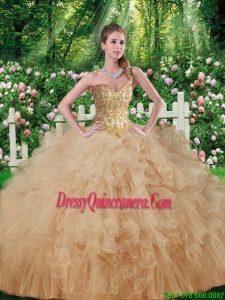 Elegant Beaded and Ruffles Sweetheart New Style Quinceanera Dresses for 2016