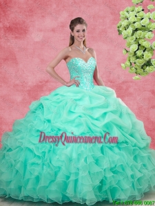 New Style Affordable Sweetheart Apple Green Quinceanera Gowns with Beading