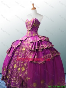 2016 Beautiful Sweetheart Ball Gown Fuchsia Quinceanera Dresses with Appliques