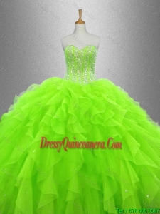 2016 Cheap Beaded and Ruffles Quinceanera Gowns in Organza