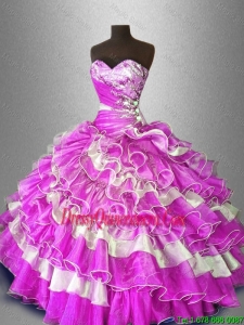2016 Discount Beaded and Ruffles Sweet 16 Gowns in Multi Color