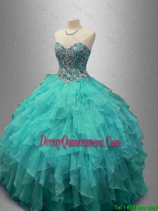 2016 Popular Beaded and Ruffles Sweet 16 Gowns with Sweetheart