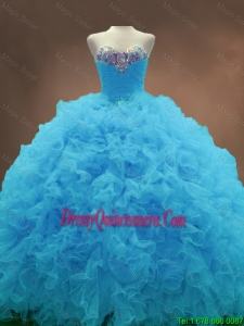 Cheap Lovely Beautiful Aqua Blue Ball Gown Quinceanera Gowns with Sweetheart