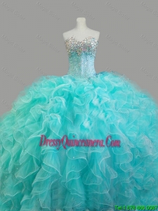 Summer New Arrivals Hot Sale Elegant Beaded Sweetheart Quinceanera Dresses in Aqua Blue