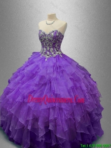 Best Selling New Style Purple Sweet 16 Gowns with Beading and Ruffles