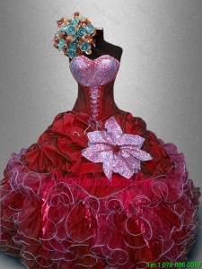 Hot Sale Fashionable Sweetheart Quinceanera Gowns in Wine Red