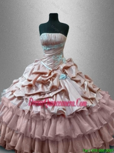 Luxurious Gorgeous Strapless Quinceanera Gowns with Ruffled Layers
