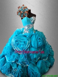 Discount Cheap Artistic Sweetheart Quinceanera Dresses with Beading and Rolling Flowers