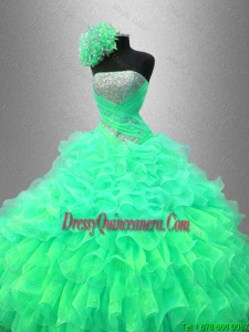 Hot Sale Ruffles and Sequined Beautiful Sweet 16 Dresses with Strapless