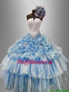 Best Selling Pretty Strapless Beaded Quinceanera Gowns with Ruffled Layers